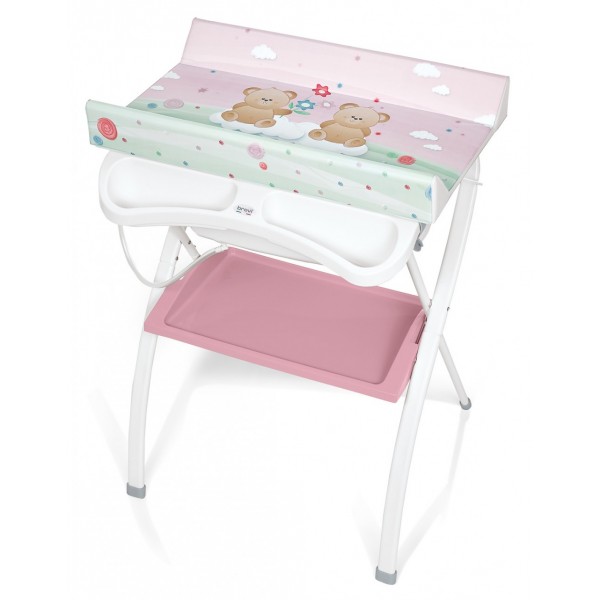 Bagnetto Fasciatoio Brevi Lindo Ergonomico Orso Rosa