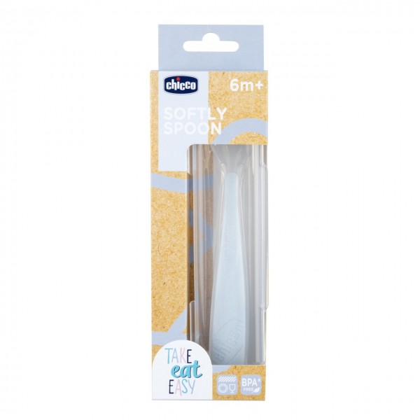 Cucchiaio Chicco in Morbido Silicone con Custodia 6m+