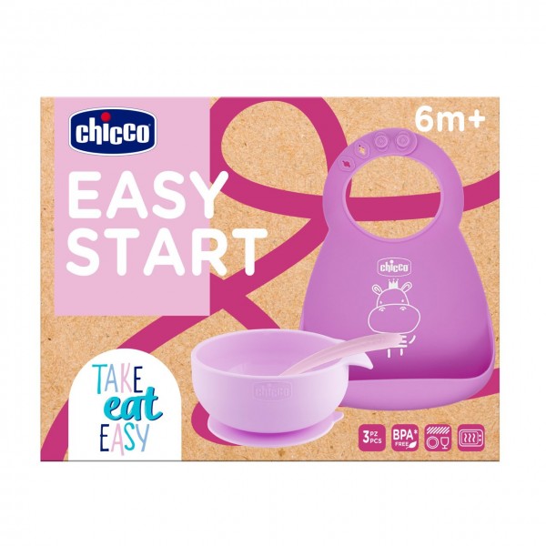Set Pappa Chicco Easy Start in Silicone Rosa 6m+