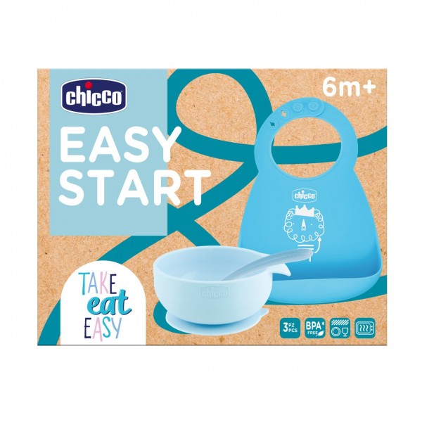 Set Pappa Chicco Easy Start in Silicone Azzurro 6m+