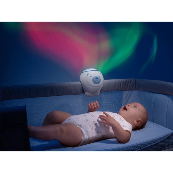 Proiettore da Lettino e Comodino Chicco Orso Polare Blu