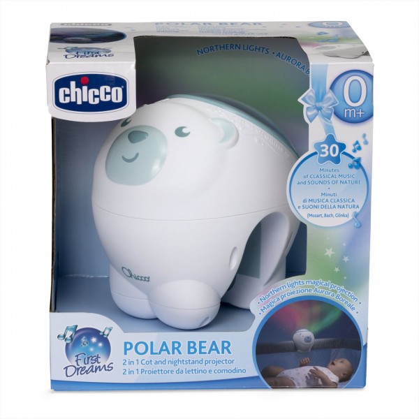 Proiettore da Lettino e Comodino Chicco Orso Polare Blu