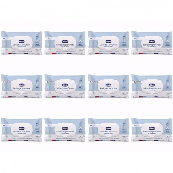 Kit Salviettine Detergenti Chicco 12 Confezioni da 72 pz con Clip