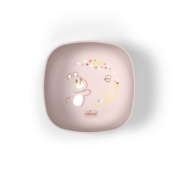 Set Ciotola e Piatto Piano Chicco Rosa 12m+