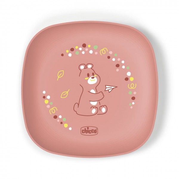 Set Ciotola e Piatto Piano Chicco Rosa 12m+