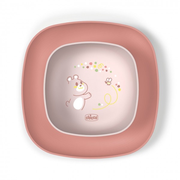 Set Ciotola e Piatto Piano Chicco Rosa 12m+