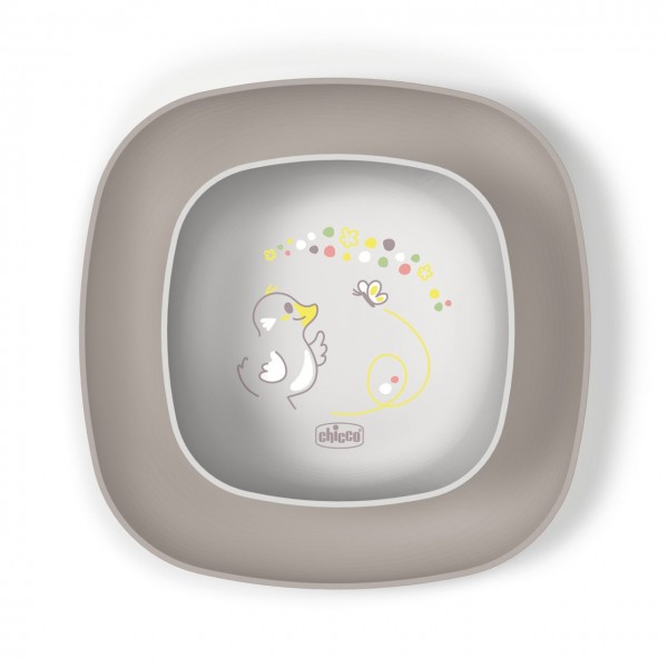 Set Ciotola e Piatto Piano Chicco Grigio 12m+