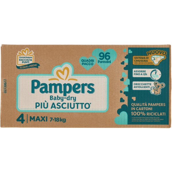 Pannolini Pampers Baby Dry Maxi 7-18 Kg Misura 4 (96 pz)