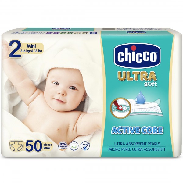 Pannolini Chicco Ultra Soft 2 Mini 3-6 Kg (50 pz)