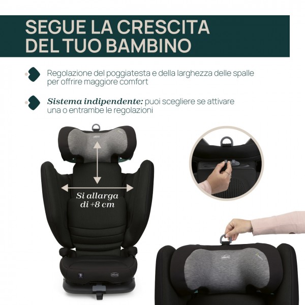 Seggiolino Auto Chicco Fold&Go S (100-150 cm) Posh Black 3+