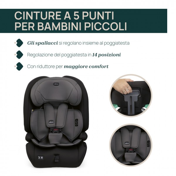 Chicco Seggiolino auto Gro-Up i-Size (76-150 cm) Pure Black