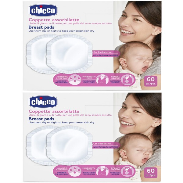 Dischetti Chicco Proteggi Seno Coppette Assorbilatte Antibatterici 2 x 60 (120 pz.)