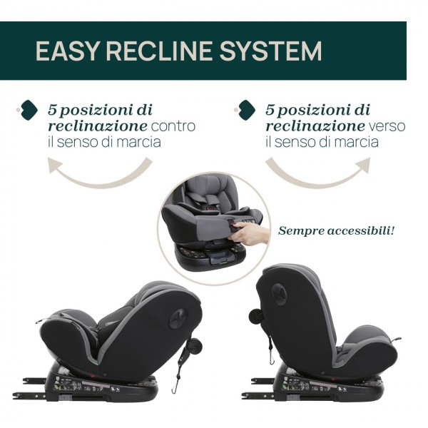 Seggiolino Auto Chicco Unico Evo Isofix i-Size Girevole 360 e Reclinabile Grey Black (40-150 cm)