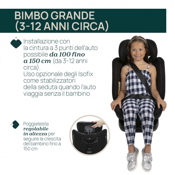 Seggiolino Auto Chicco Unico Evo Isofix i-Size Girevole 360 e Reclinabile Grey Black (40-150 cm)