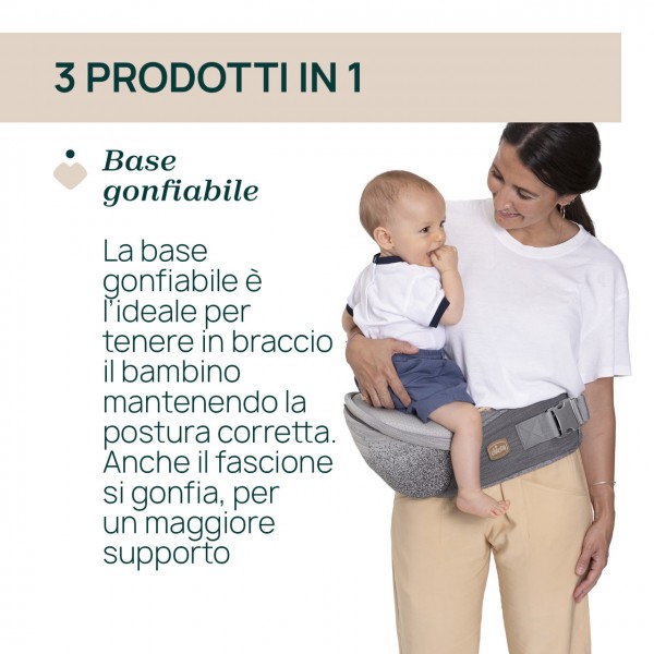 Chicco Marsupio Airy Hip Fit Pebble Portata 15 Kg