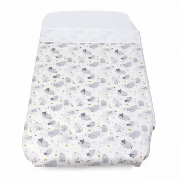 Set Lenzuola Superiore e Inferiore con Angoli Chicco Next 2 Me Forever Grey Sheep 2pz