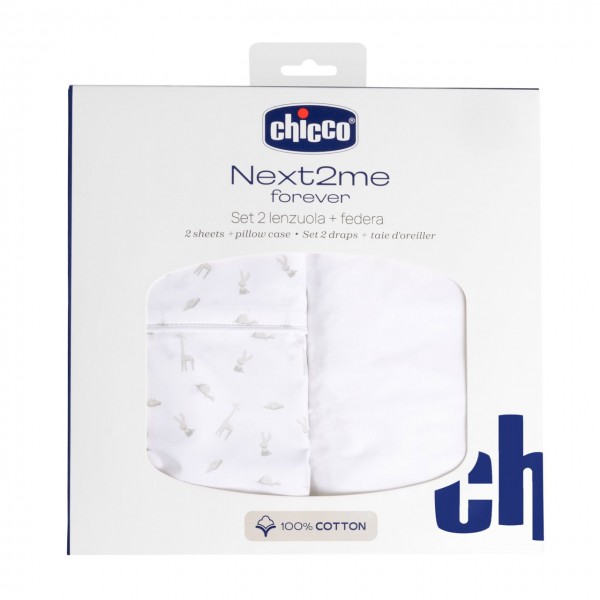 Set Lenzuola Chicco  in Cotone per Next2Me Forever - 2pz e federa Cloud