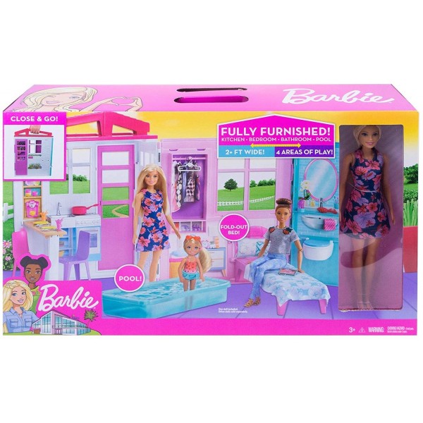 Casa delle Bambole Portatile Barbie con Bambola