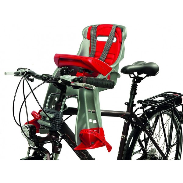 Seggiolino Bici Anteriore OkBaby Orion Argento/Rosso