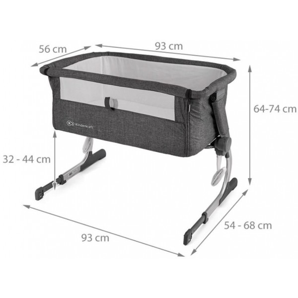 Lettino Co-Sleeping Kinderkraft Uno Grey