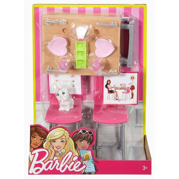 Accessori per Casetta Barbie Set Cuccioli con Tavolino e Sedie