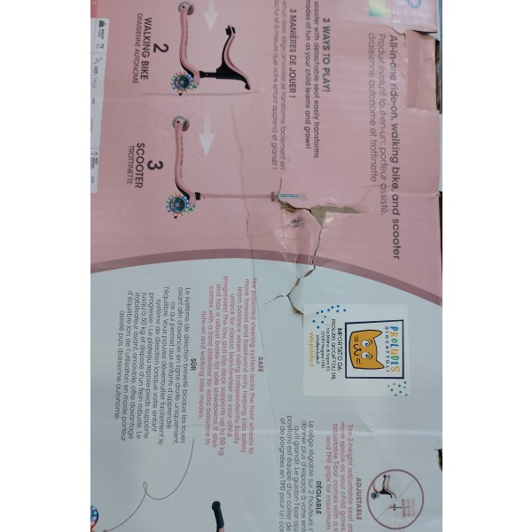 Monopattino Evolutivo Globber Go Up Sporty Lights Pastel Pink OUTLET