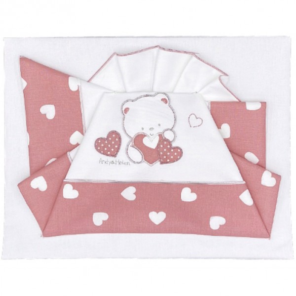 Set Lenzuola Andy & Helen per Lettino Ricamato D70 3 pz Rosa