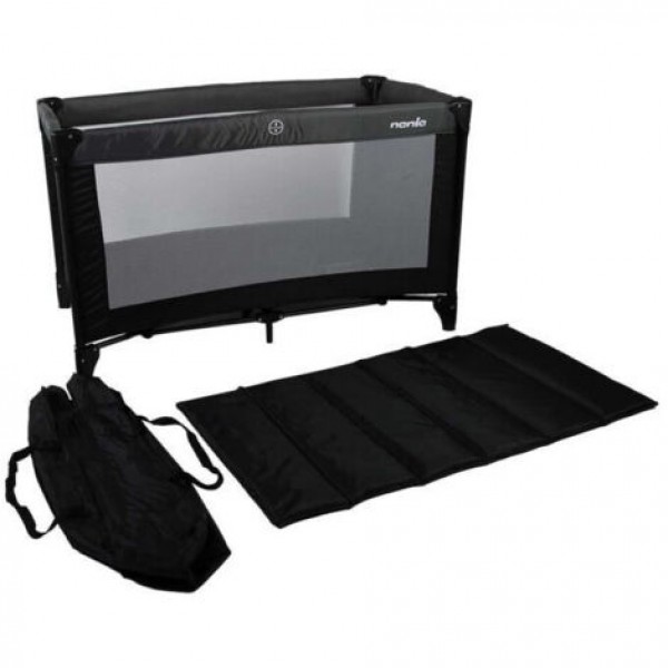 NANIA Lettino da viaggio SODA - Dalla nascita fino a 15 kg + Borsa per il trasporto - Black/grey