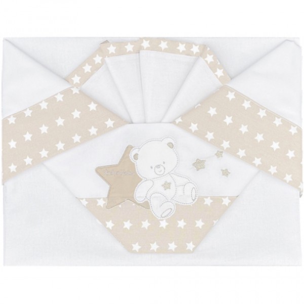 Set Lenzuola Andy & Helen per Maxi Culla Ricamato D50 3 pz Panna