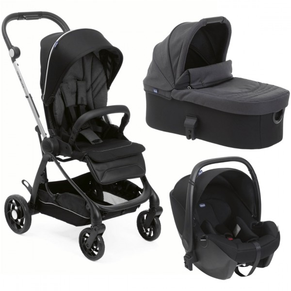 Trio Chicco One4Ever Light Pirate Black con Seggiolino Auto Kory Black