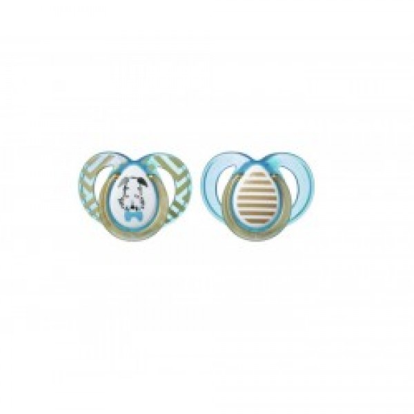 Tommee Tippee Set 02 Succhietti Moda 6-18 Mesi Boy Azzurro in Silicone