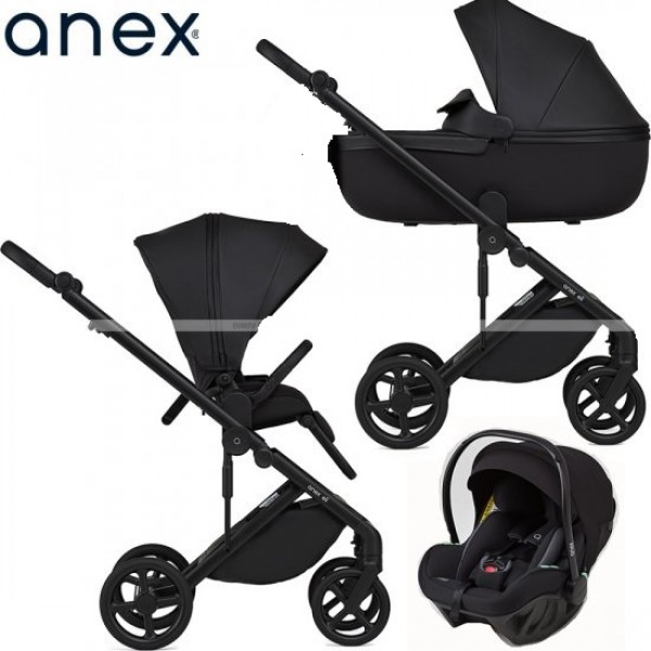 Trio Anex Eli Midnight (Navicella,Telaio,Seduta Passeggino,Seggiolino Auto Cosmo e Adattatori per Gruppo 0+)