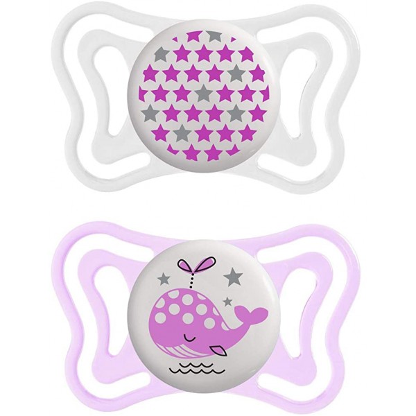 Succhietto Chicco Physio Forma Light Glow Silicone Balena Rosa 2-6 m