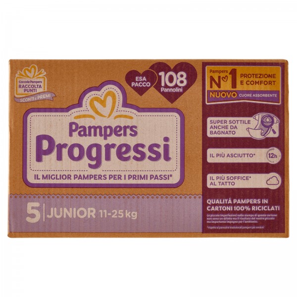 Esapack Pannolini Pampers Progressi Junior 11-25 Kg Misura 5 (108pz)