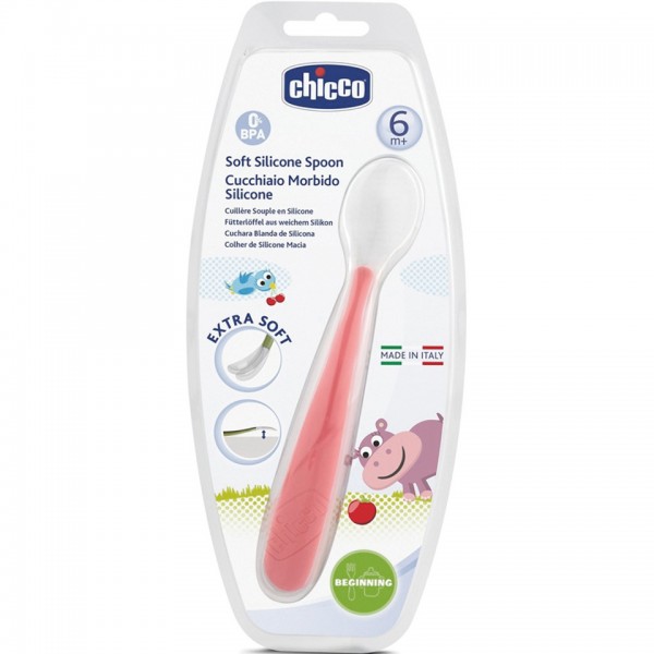 Cucchiaio Morbido Chicco Silicone 6M+ Rosso
