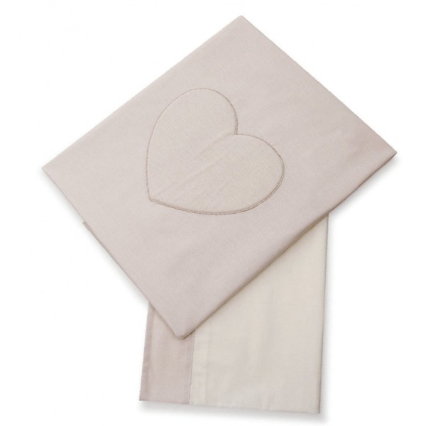 Lettino Ridotto Co-Sleeping Cuoricini Cuoricino Naturale con Materasso + Piumone