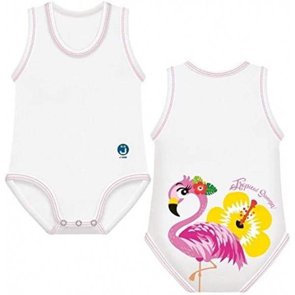 Body Smanicato Cotone J Bimbi Summer Fenicottero 0-36 mesi
