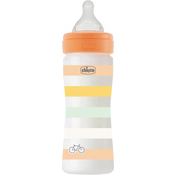 Chicco Biberon Benessere 250ml Flusso Medio 2m+ Caucciù Azzurro
