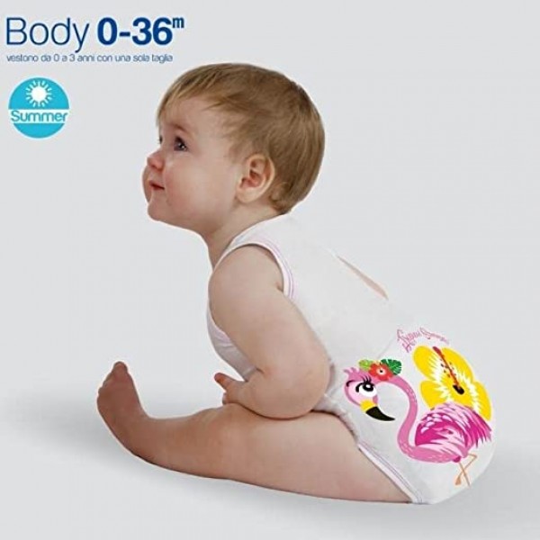 Body Smanicato Cotone J Bimbi Summer Fenicottero 0-36 mesi