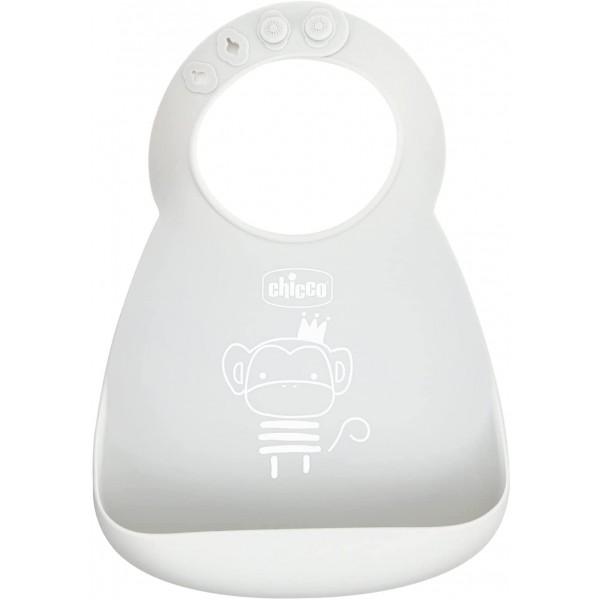 Bavaglino Pappa Chicco Rigido Con Tasca Grigio