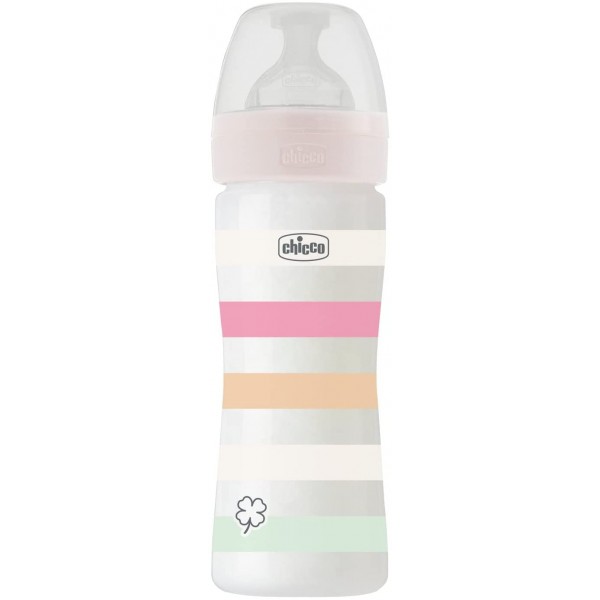 Biberon Benessere Chicco 250ml Flusso Medio 2m+ Silicone Rosa