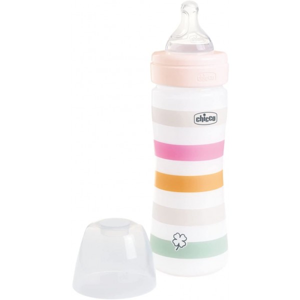 Biberon Benessere Chicco 250ml Flusso Medio 2m+ Silicone Rosa