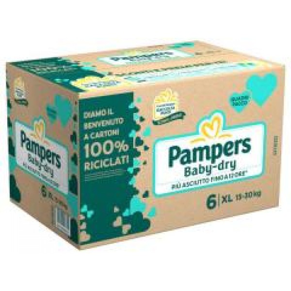 Pampers Pannolini Baby Dry Taglia 6  15-30kg Maxi Quadripack 68 pz