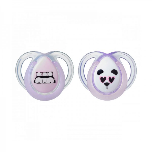 Tommee Tippee Set 02 Succhietti Anytime Ortodontico 0-6 mesi in Silicone Lavanda Panda