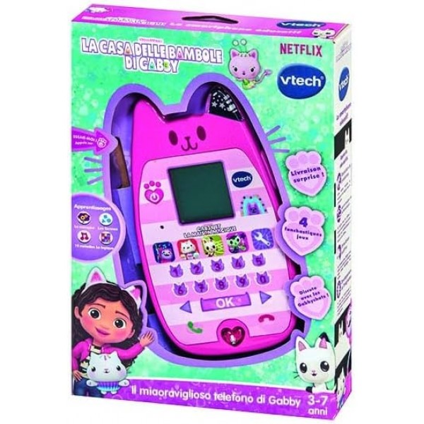 VTech Il MIAOraviglioso Telefono di Gabby-Smartphone Bambini Lingua Italiana,3-7 Anni
