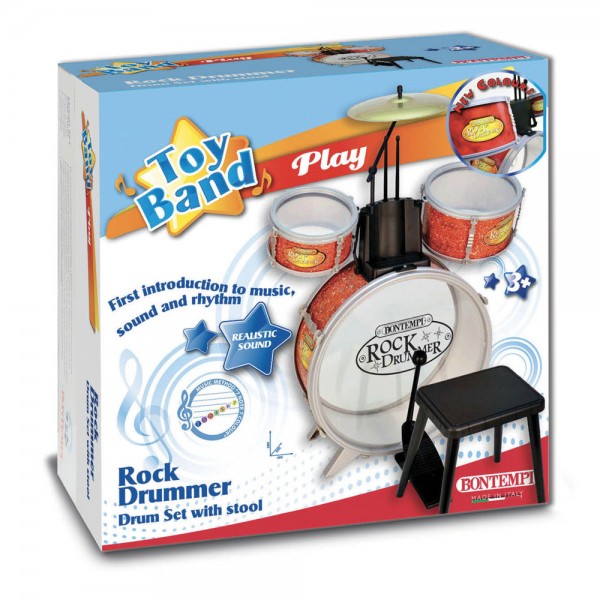 Batteria Bontempi 4 Elementi con Sgabello e Bacchette