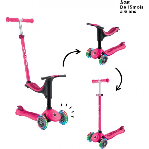 Monopattino Evolutivo Globber Go Up Sporty Lights Fucshia