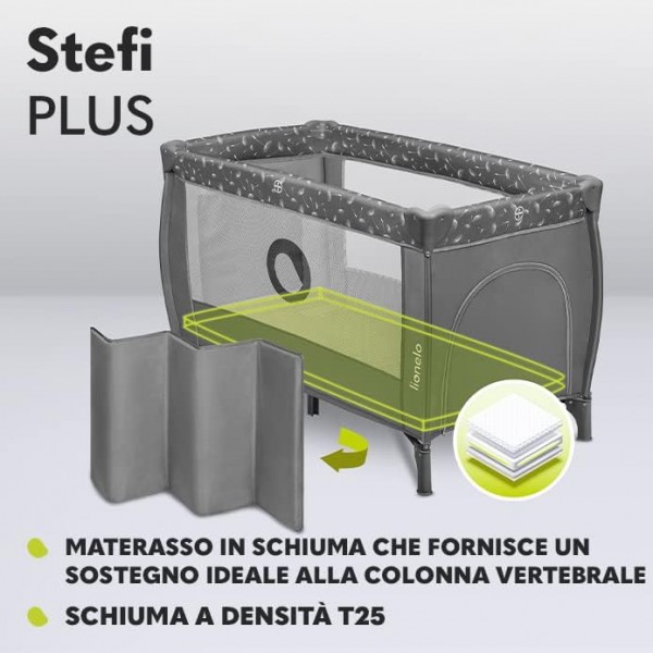 Lionelo Stefi Plus Box / Lettino da viaggio pieghevole 2 liveli 0-3 anni Grey White