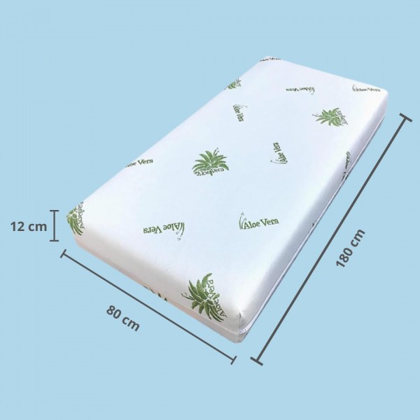 Kiby Materasso per Lettino in Aloe Vera OEKO TEX CLASSE 1 (180 x 80 x 12)