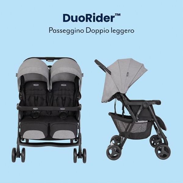 Graco DuoRider Passeggino Doppio leggero Steeple Gray 
